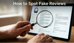 A comprehensive checklist from Trusted Reviews Hub demonstrating how to spot fake reviews and avoid online shopping scams.